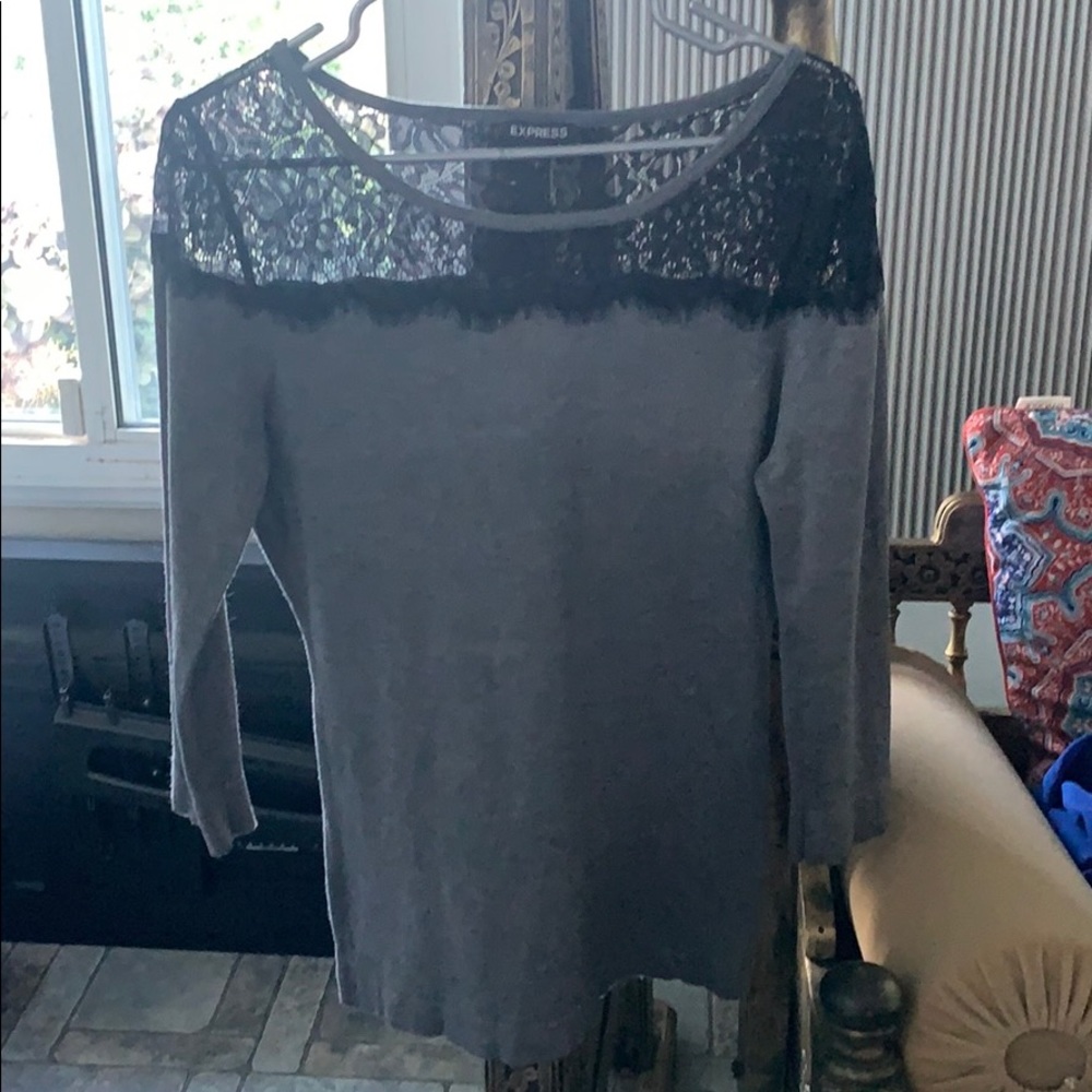 Express Gray Long Sleeve Sweater Shirt